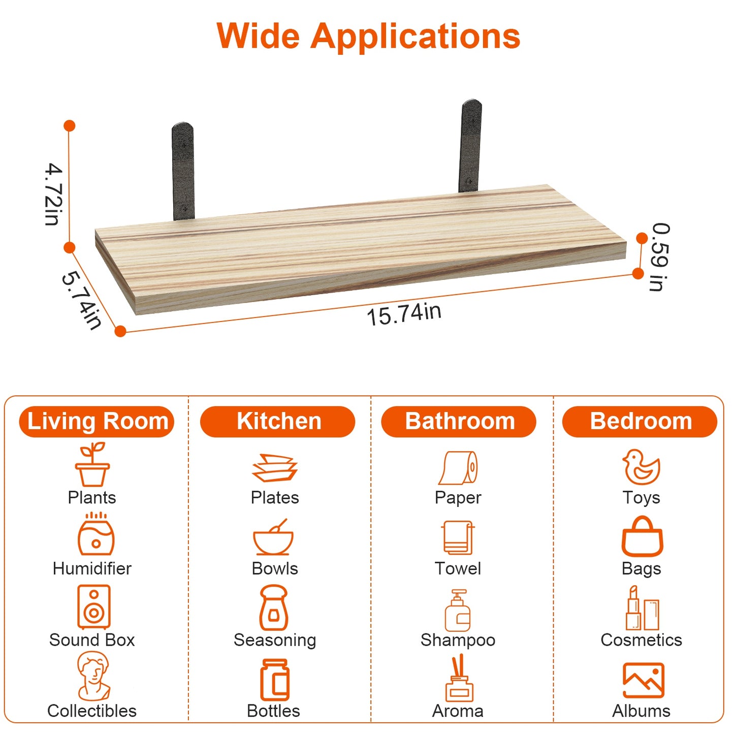 6 Sets Floating Shelves 15.74x5.74 Inch Wall Mounted Shelves