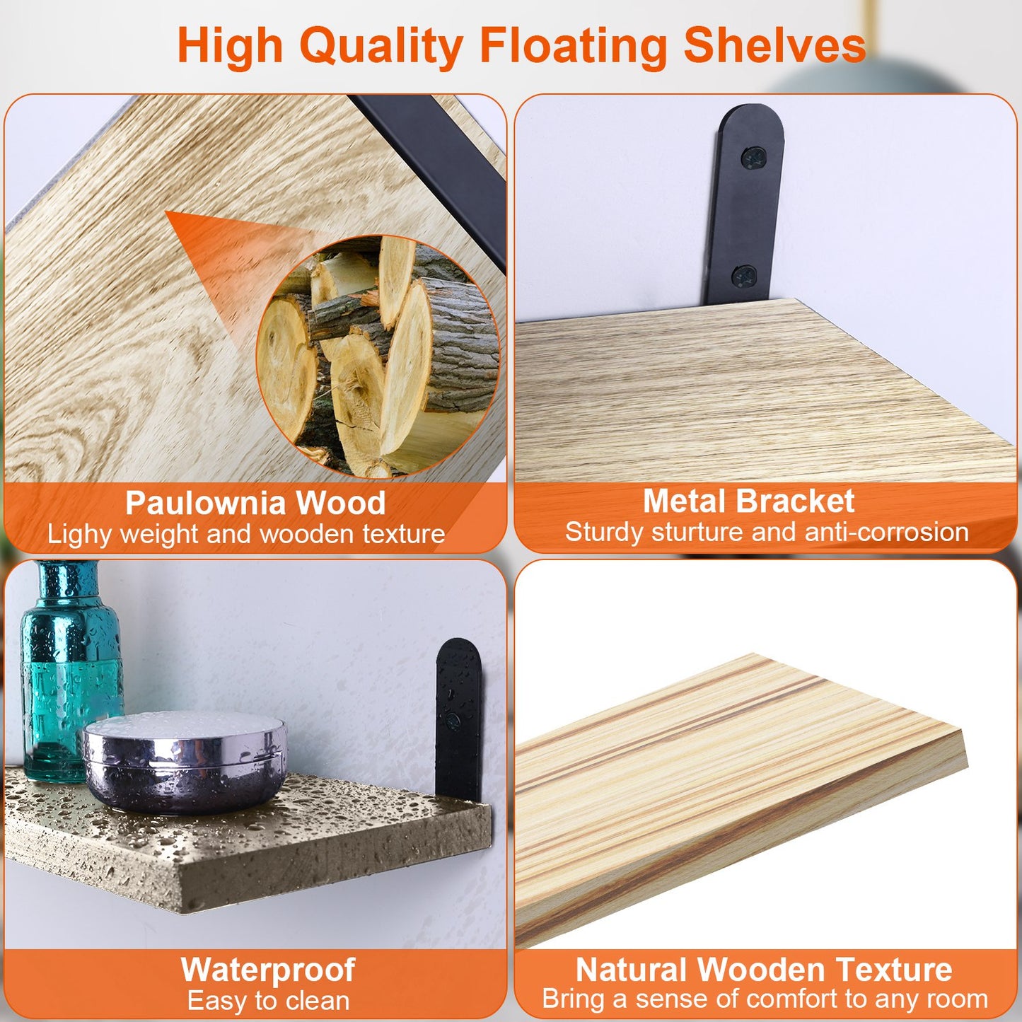 6 Sets Floating Shelves 15.74x5.74 Inch Wall Mounted Shelves