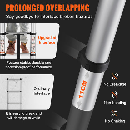 VEVOR Telescoping Ladder Aluminum Extension Step 10.5 Ft