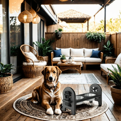 White Adjustable Pet Bowl Travel Ready HDPE Durable Poly Lumber Recycled