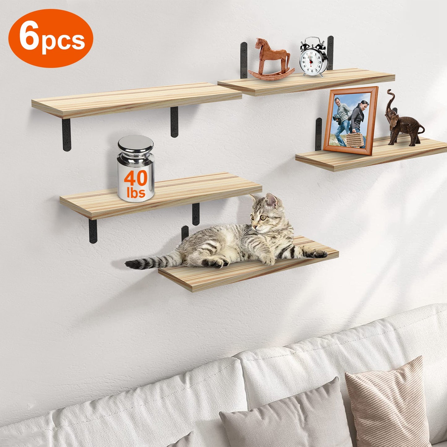 6 Sets Floating Shelves 15.74x5.74 Inch Wall Mounted Shelves