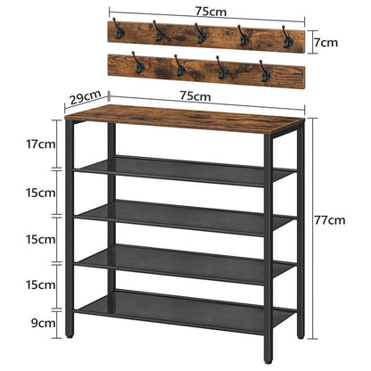 4-tier Shoe Rack With Grid Rack Wooden Rustic