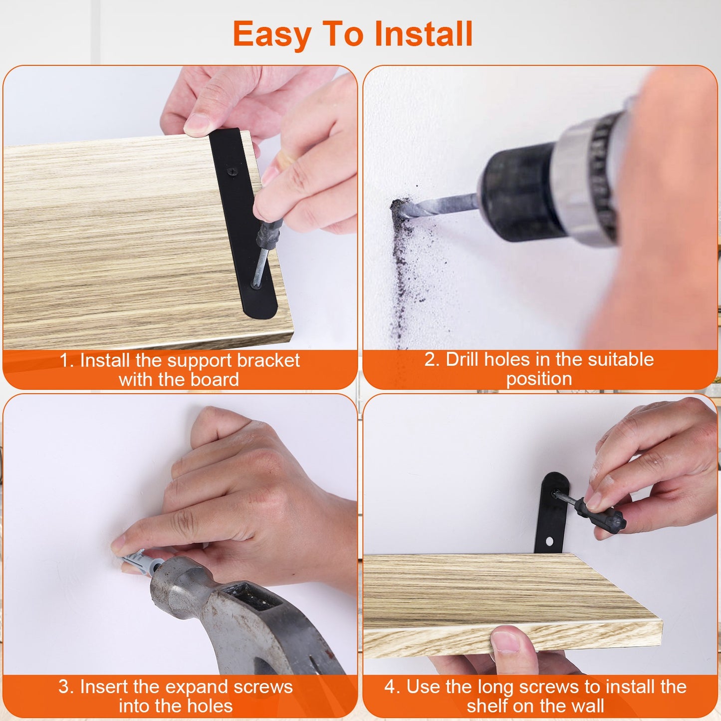 6 Sets Floating Shelves 15.74x5.74 Inch Wall Mounted Shelves